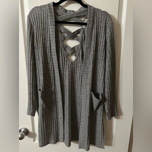 Derek Heart Gray Ribbed Cardigan